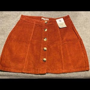 New Look Burnt Orange Corduroy Button Up Skirt